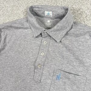 Johnnie-O Polo Shirt‎ Mens Medium Gray Pocket Cotton Stretch Golf